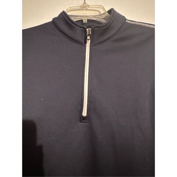 FootJoy Junior Boy's Half Zip Mid Layer Golf Pullover Navy Blue Medium Golf - Picture 3 of 5
